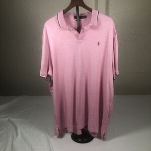 Y2K Polo Ralph Lauren Pony Logo Pink Preppy Polo Business Casual Shirt XXL